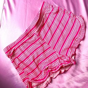 Striped Pink Elastic Waist Pajama Shorts Size M